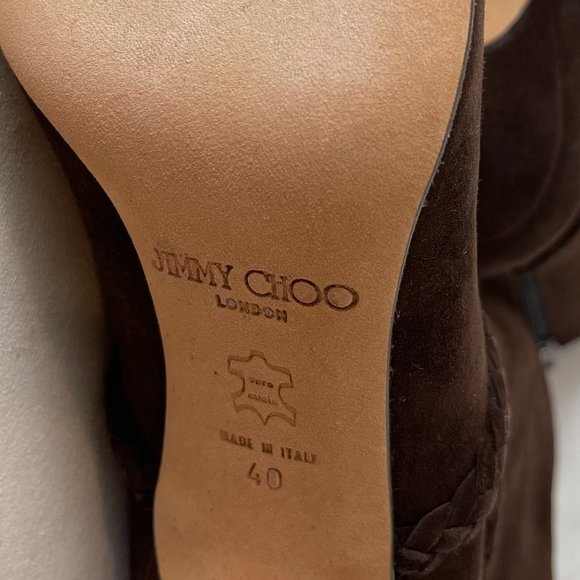 Jimmy Choo Brown Suede Boot with Braided Detail - Picture 4 of 5